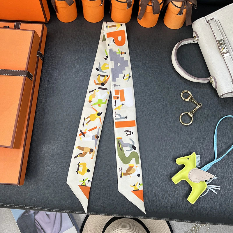 Audingull 100% Silk Skinny Scarf