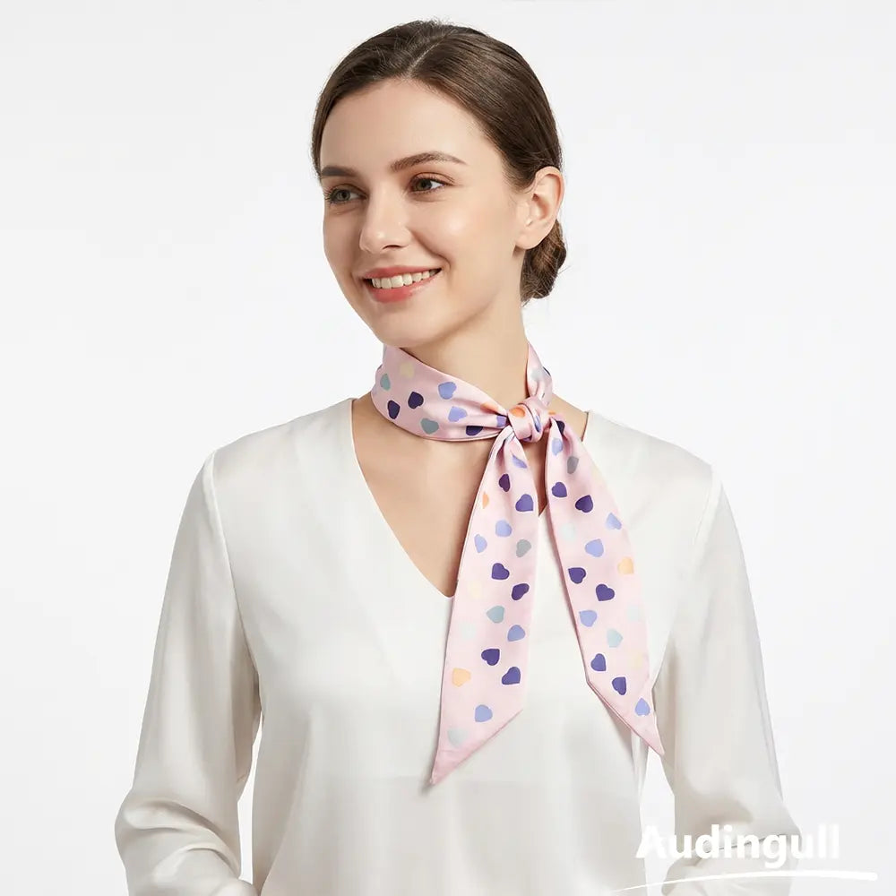 Audingull 100% Mulberry Silk Skinny Scarf
