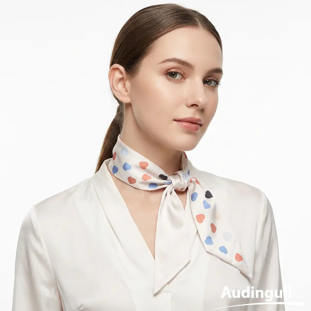 Audingull 100% Mulberry Silk Skinny Scarf