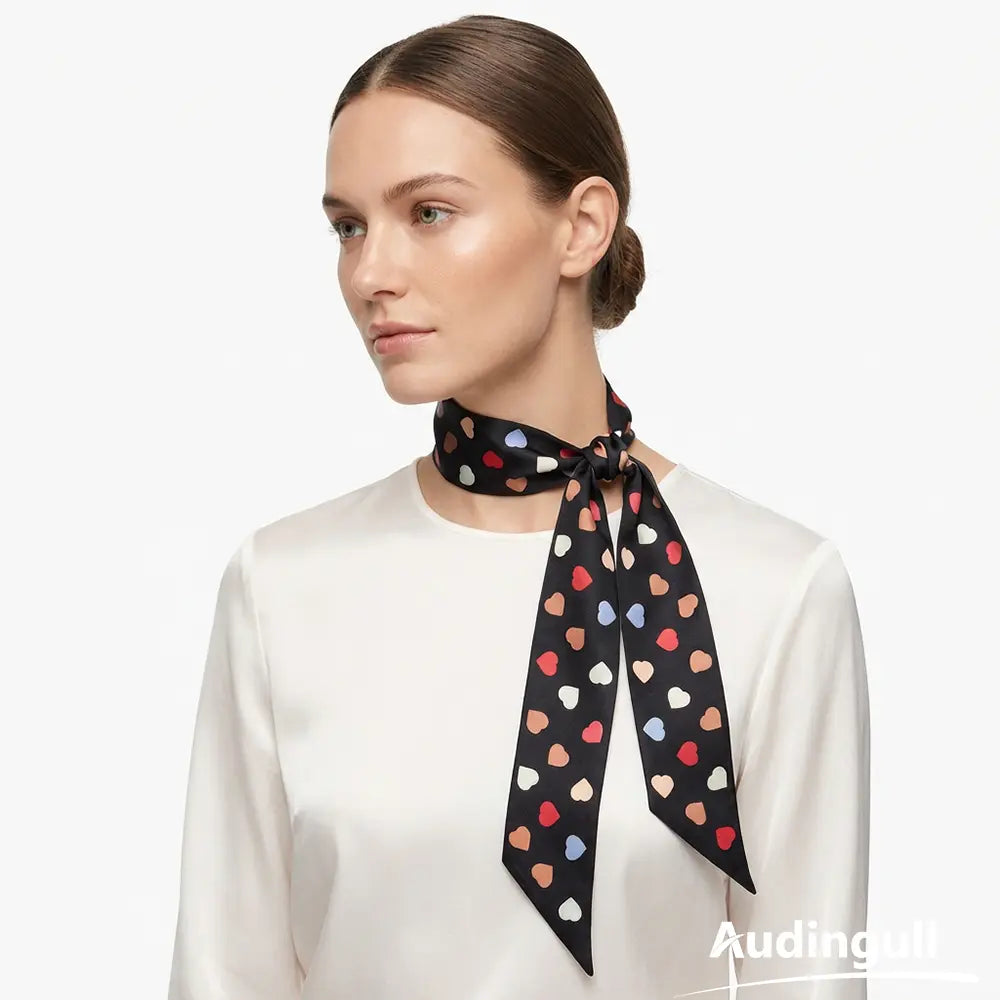Audingull 100% Mulberry Silk Skinny Scarf