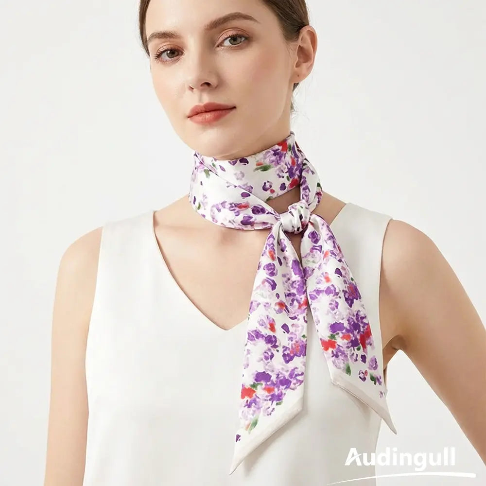 Audingull 100% Mulberry Silk Skinny Scarf