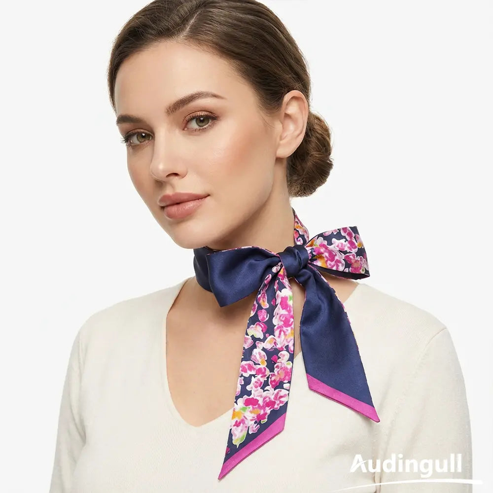 Audingull 100% Mulberry Silk Skinny Scarf