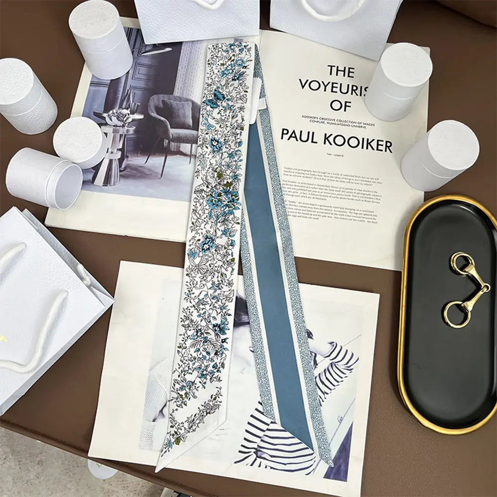 Audingull 100% Silk Skinny Long Scarf