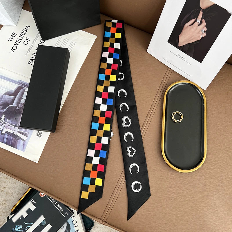 Audingull 100% Mulberry Silk Skinny Scarf