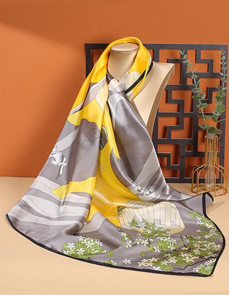 Audingull Women's Square 100% Silk Scarf Lightweight and Comfortable