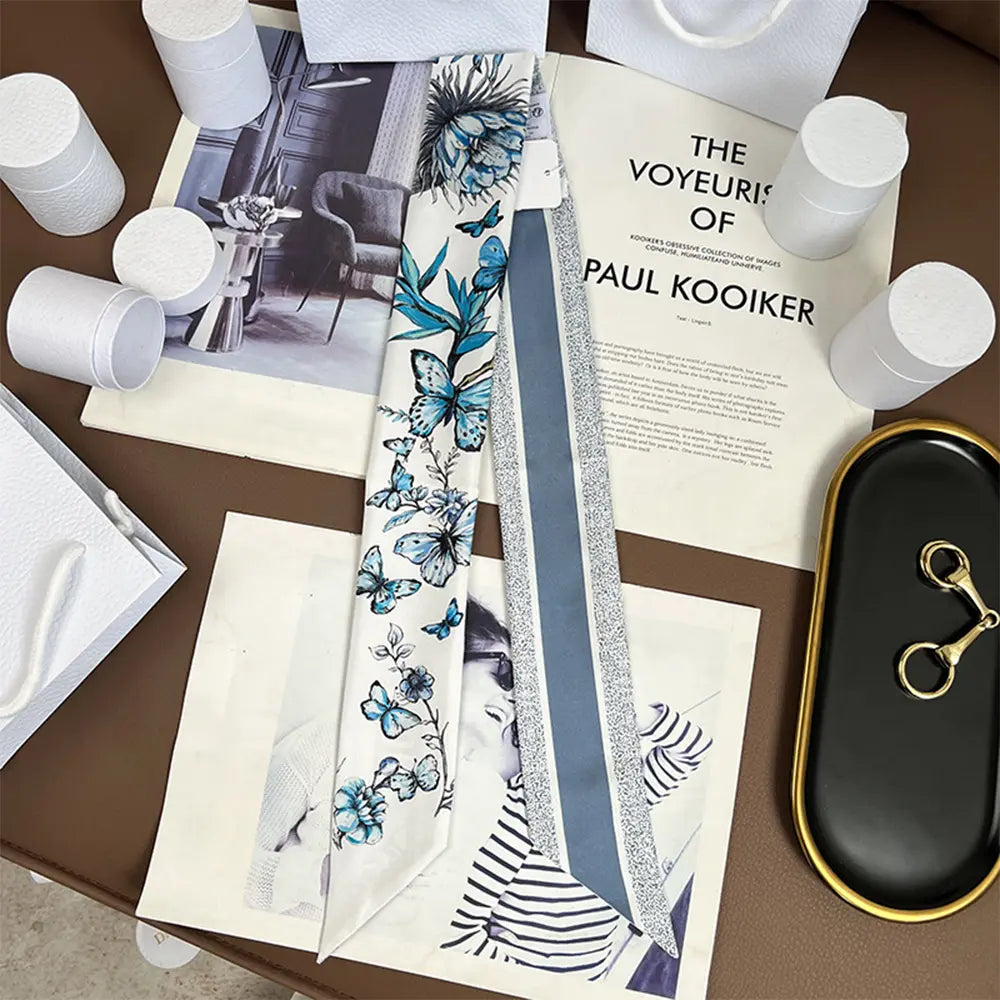 Audingull 100% Silk Skinny Long Scarf