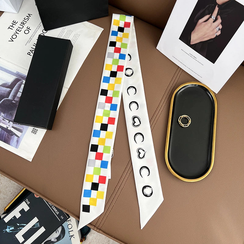 Audingull 100% Mulberry Silk Skinny Scarf