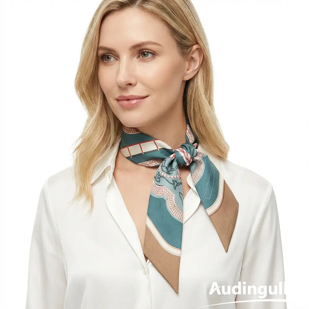 Audingull Smooth Hair Ribbon 100% Silk Skinny Scarf
