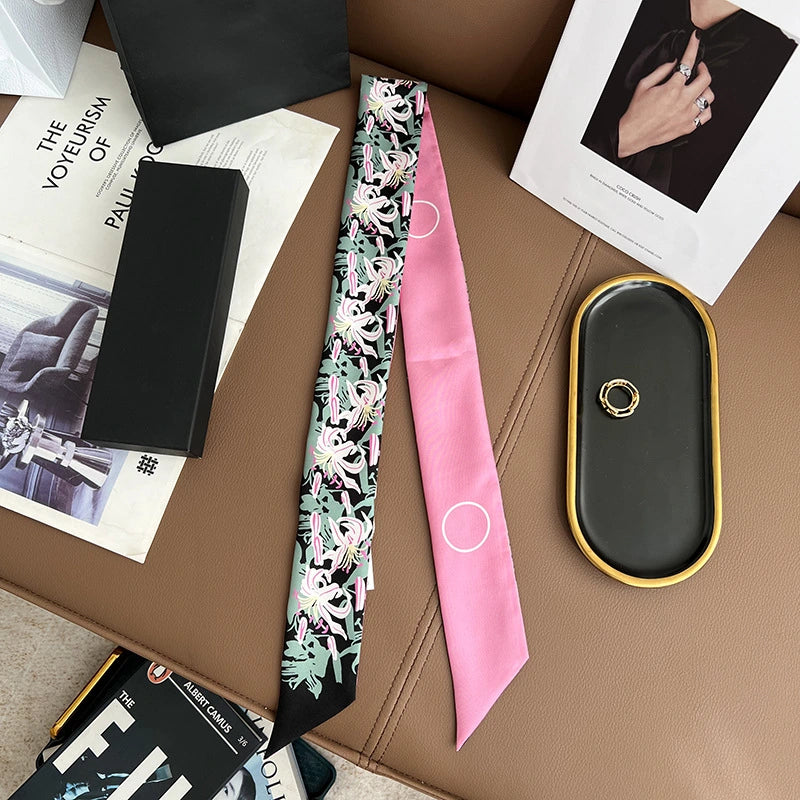 Audingull 100% Mulberry Silk Skinny Scarf