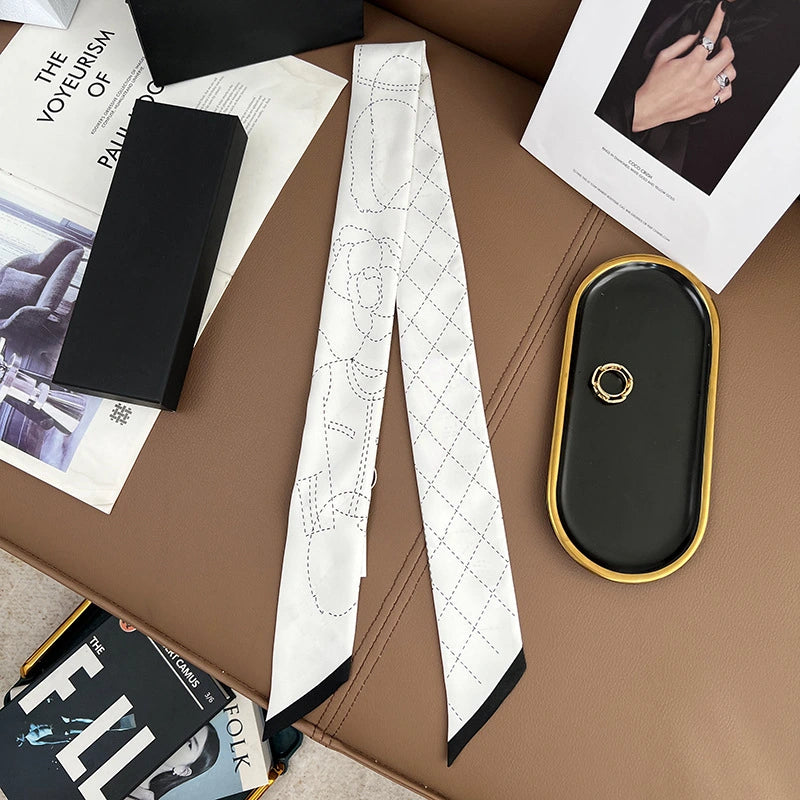 Audingull 100% Mulberry Silk Skinny Scarf