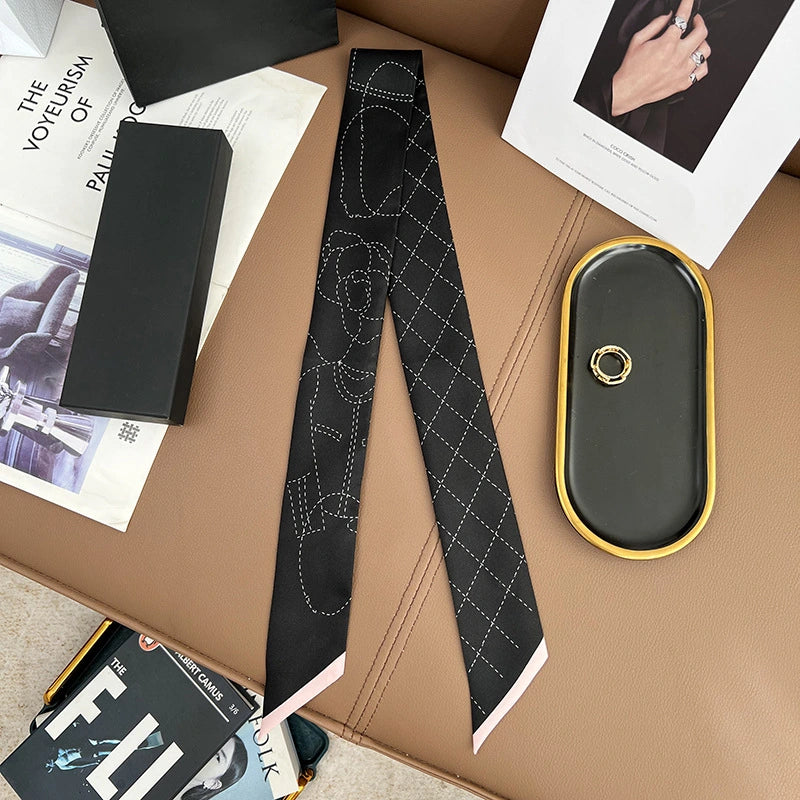 Audingull 100% Mulberry Silk Skinny Scarf