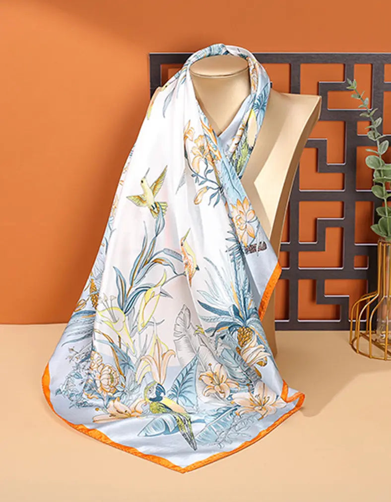 Audingull 100% Mulberry Silk Square Scarf