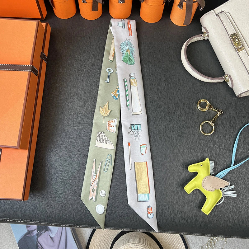 Audingull 100% Silk Skinny Scarf