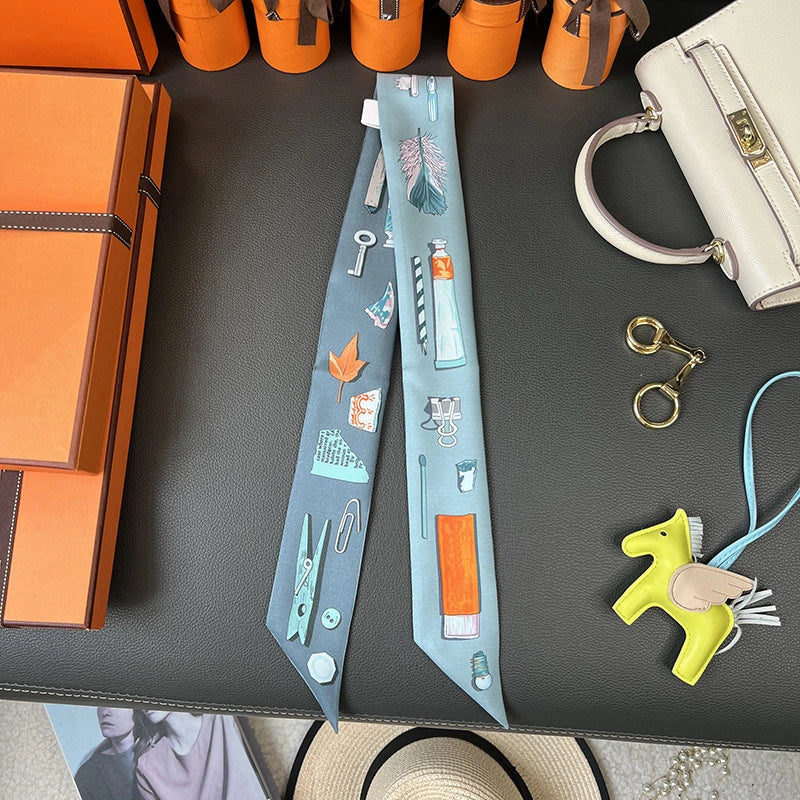 Audingull 100% Silk Skinny Scarf