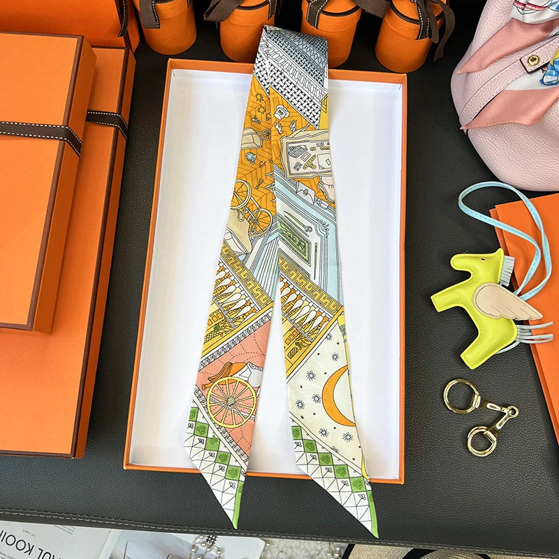 Audingull 100% Silk Skinny Scarf