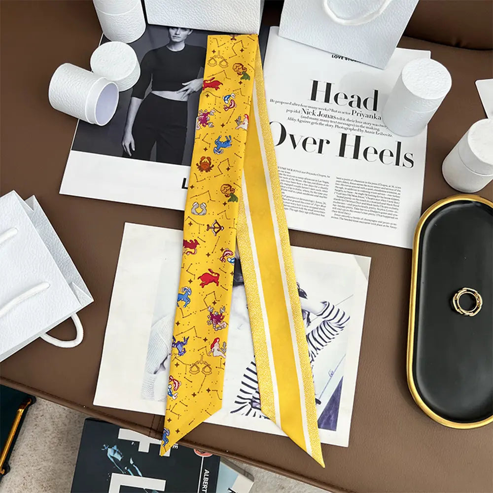 Audingull 100% Silk Skinny Long Scarf