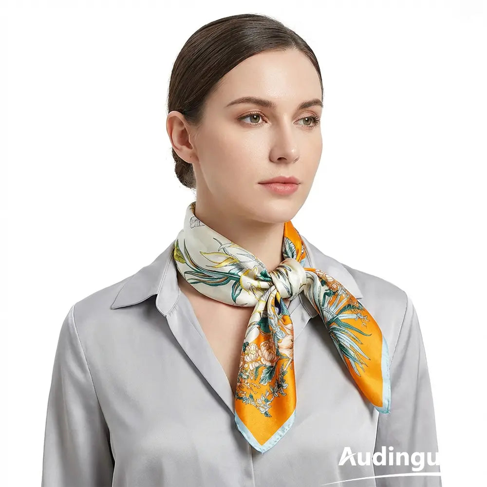 Audingull 100% Mulberry Silk Square Scarf