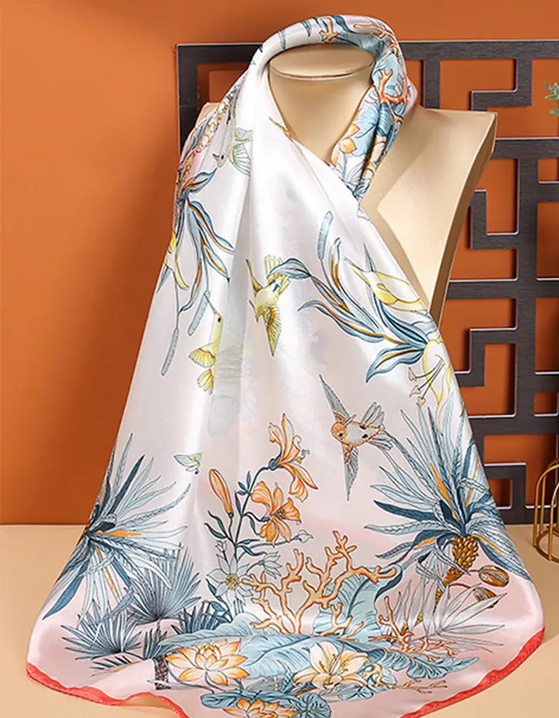 Audingull 100% Mulberry Silk Square Scarf