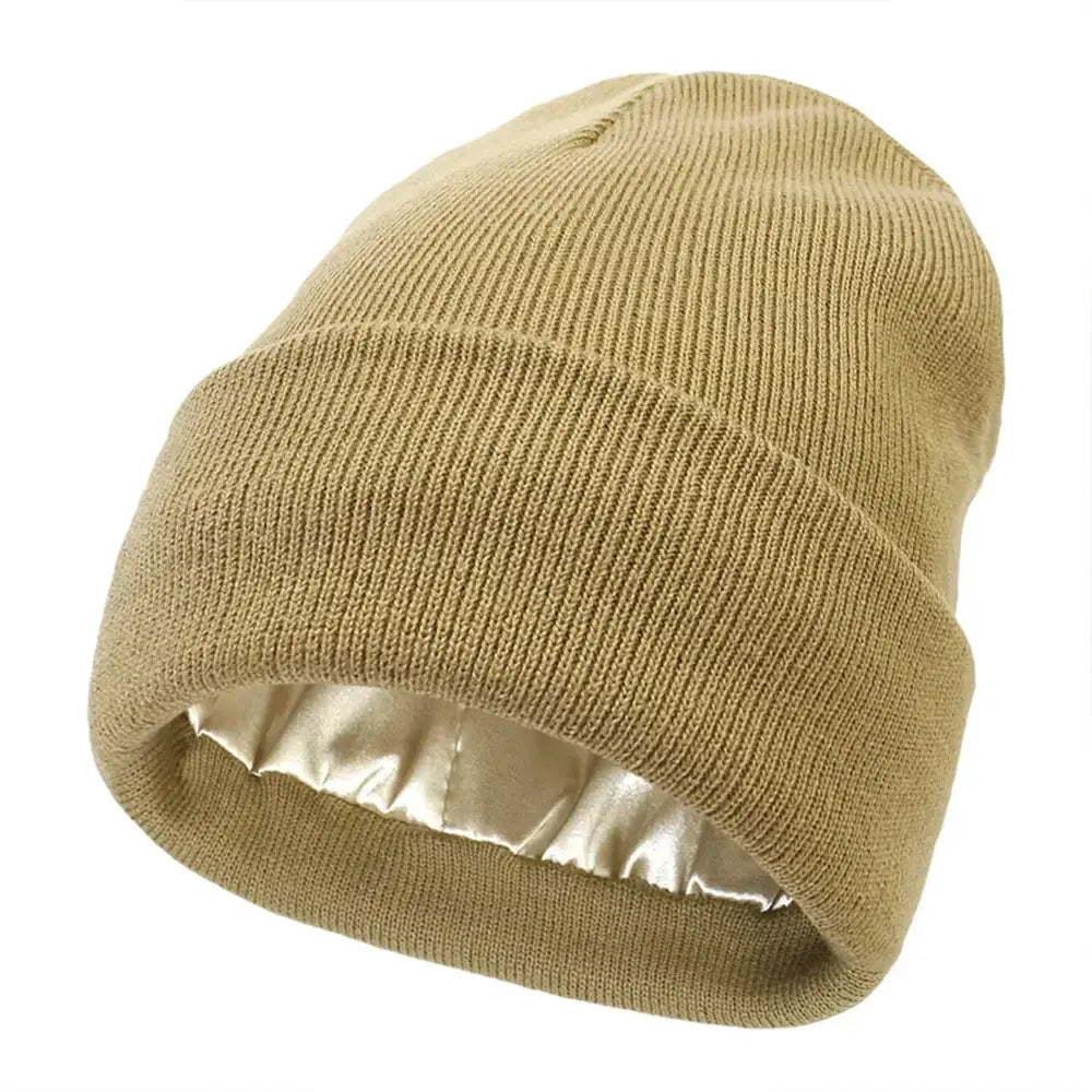 Women’s Ribbed Knit Beanie with Satin Lining