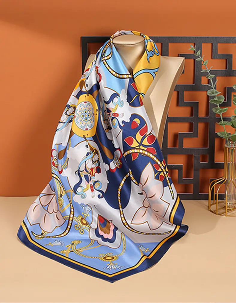 Audingull Classic Women's 100% Silk Scarf for Hair or Neck