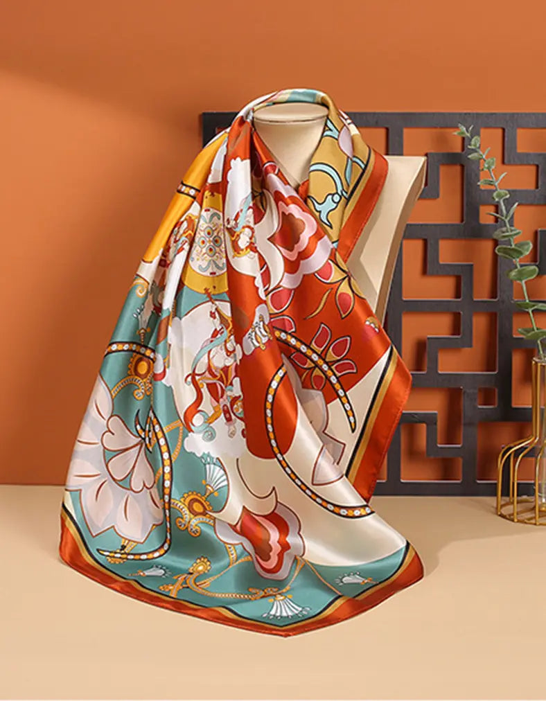 Audingull Classic Women's 100% Silk Scarf for Hair or Neck