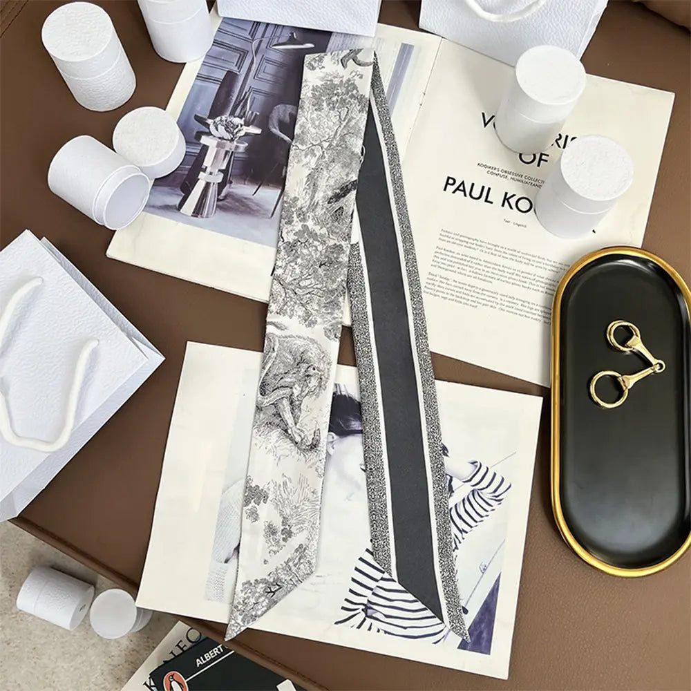 Audingull 100% Silk Skinny Long Scarf