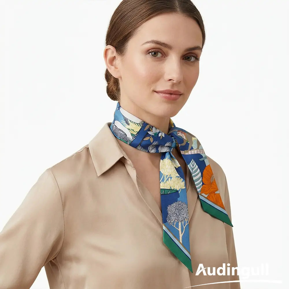 Audingull Natural Silk 100% Silk Skinny Scarf for Women