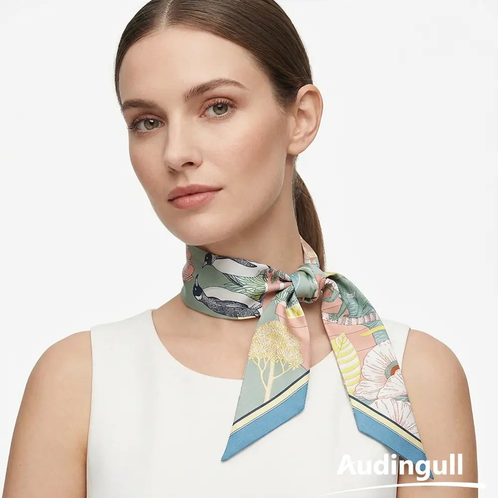 Audingull 100% Silk Skinny Scarf