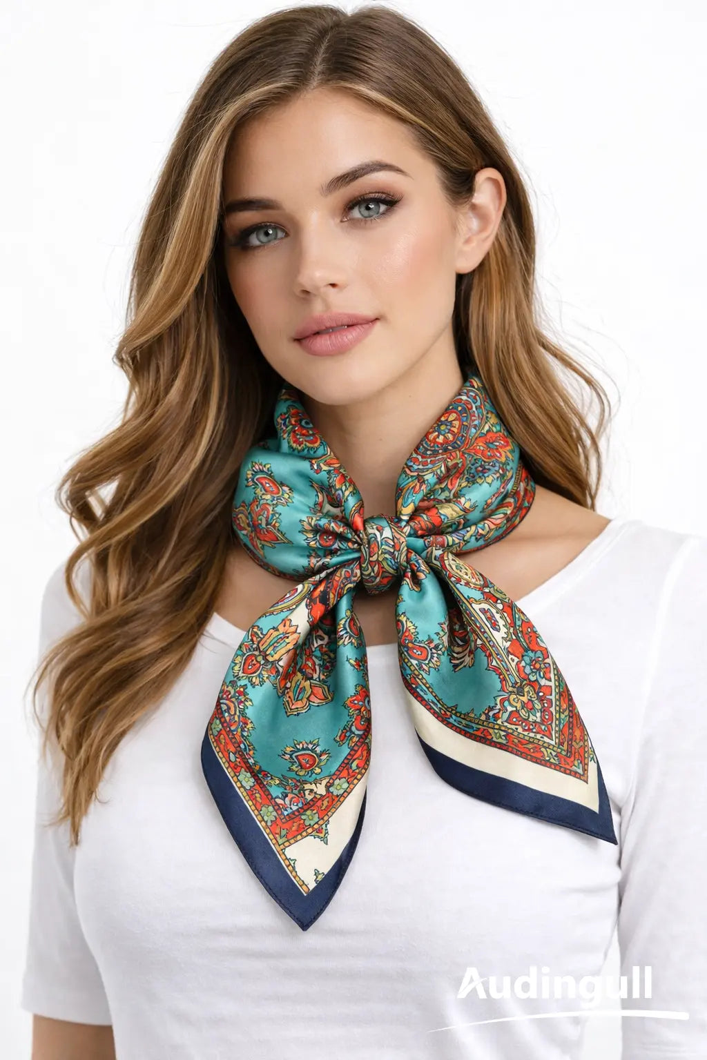 Audingull Square 100% Silk Scarf for Women Fashion