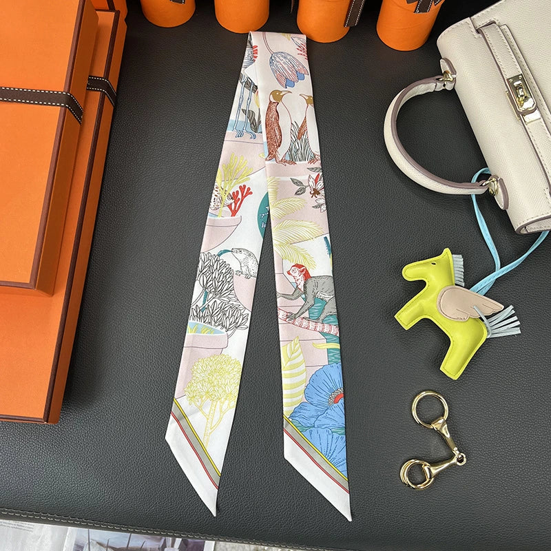 Audingull 100% Silk Skinny Scarf