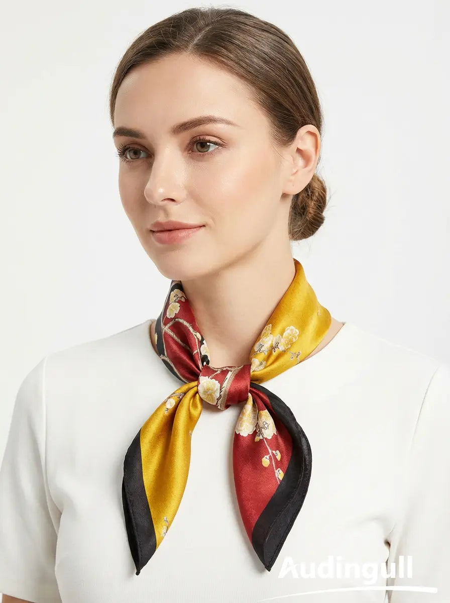 Audingull 100% Mulberry Silk Square Scarf