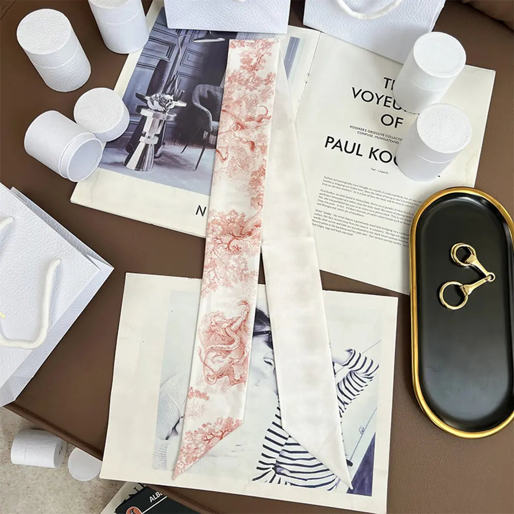 Audingull 100% Silk Skinny Long Scarf