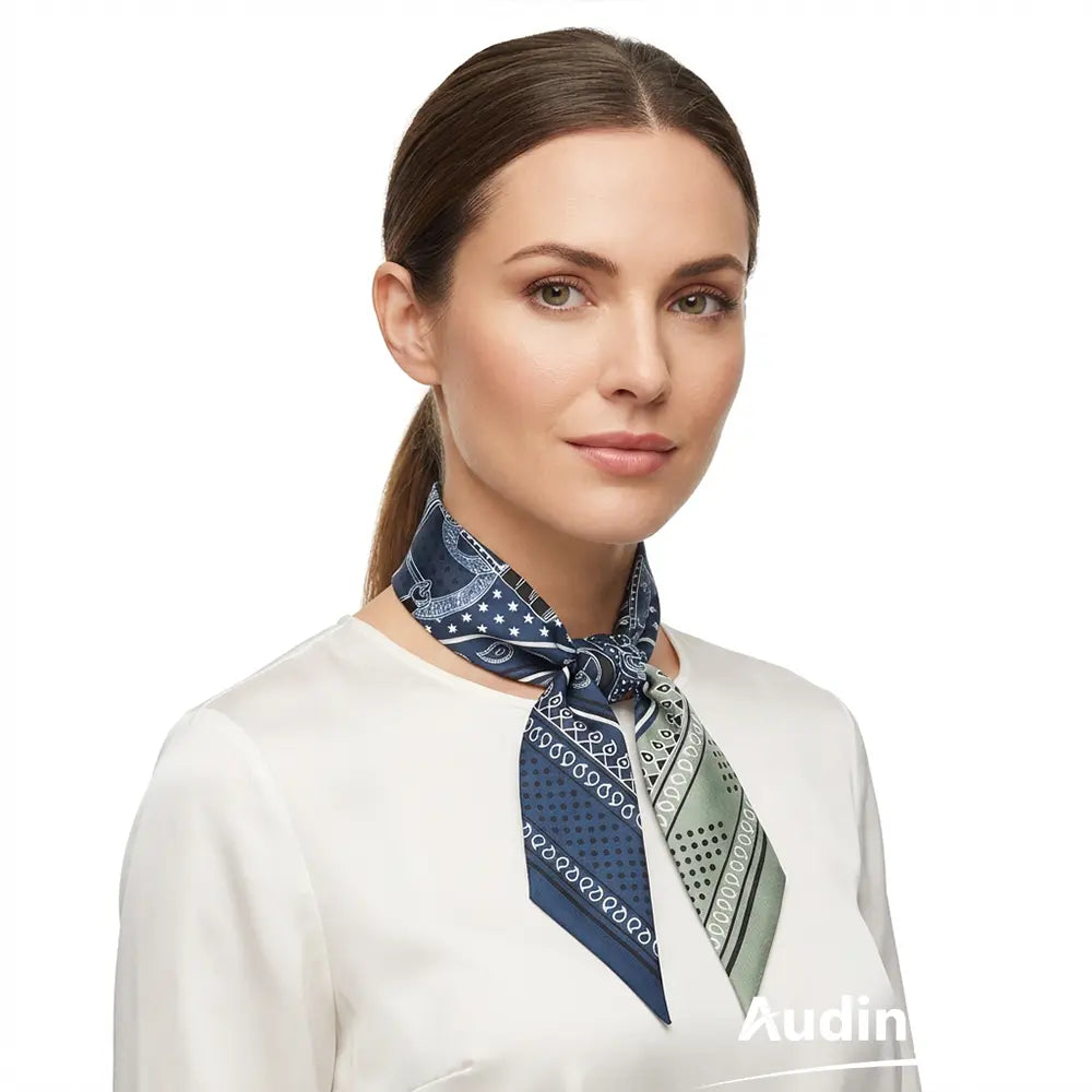 Audingull Comfortable 100% Silk Skinny Scarf Hair Neck Scarf