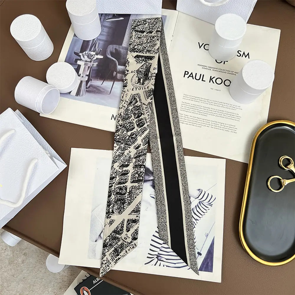 Audingull 100% Silk Skinny Long Scarf