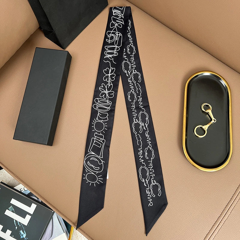 Audingull 100% Mulberry Silk Skinny Scarf