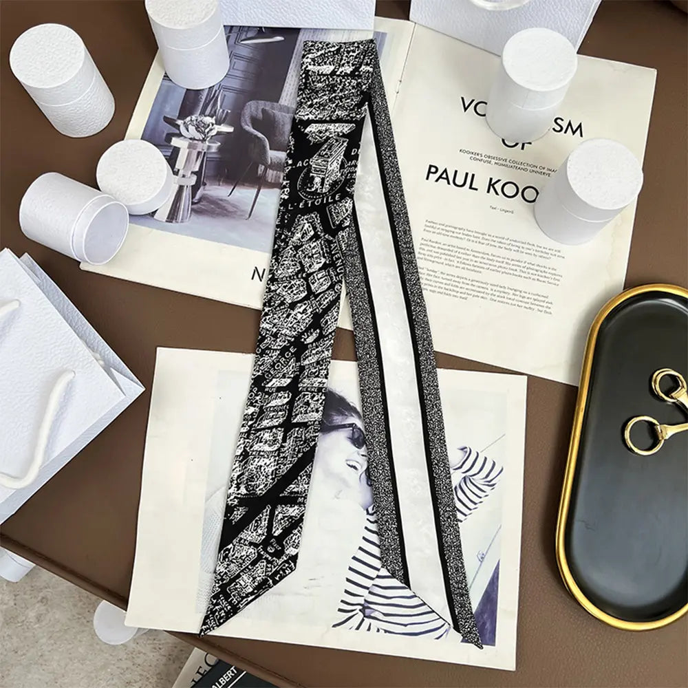 Audingull 100% Silk Skinny Long Scarf