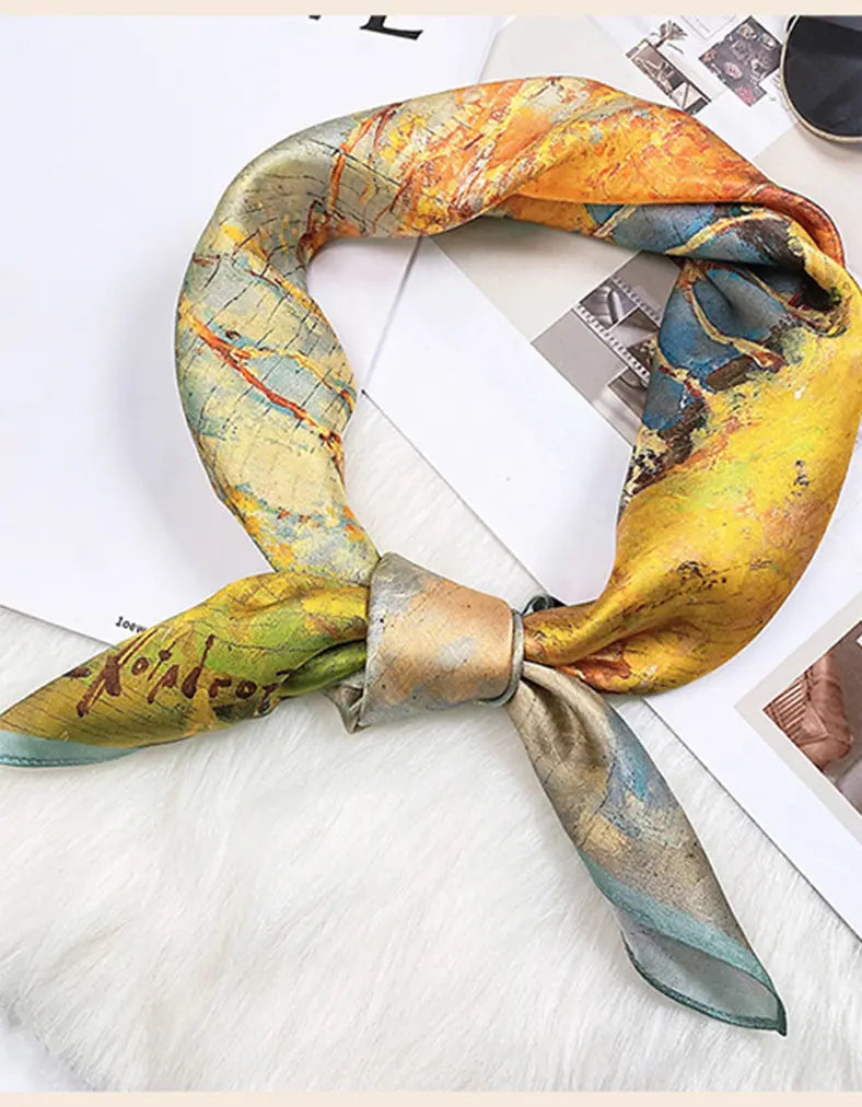 Audingull Soft Printed 100% Silk Scarf for Women Fashion