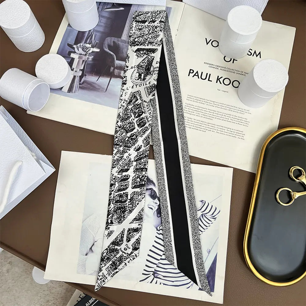 Audingull 100% Silk Skinny Long Scarf