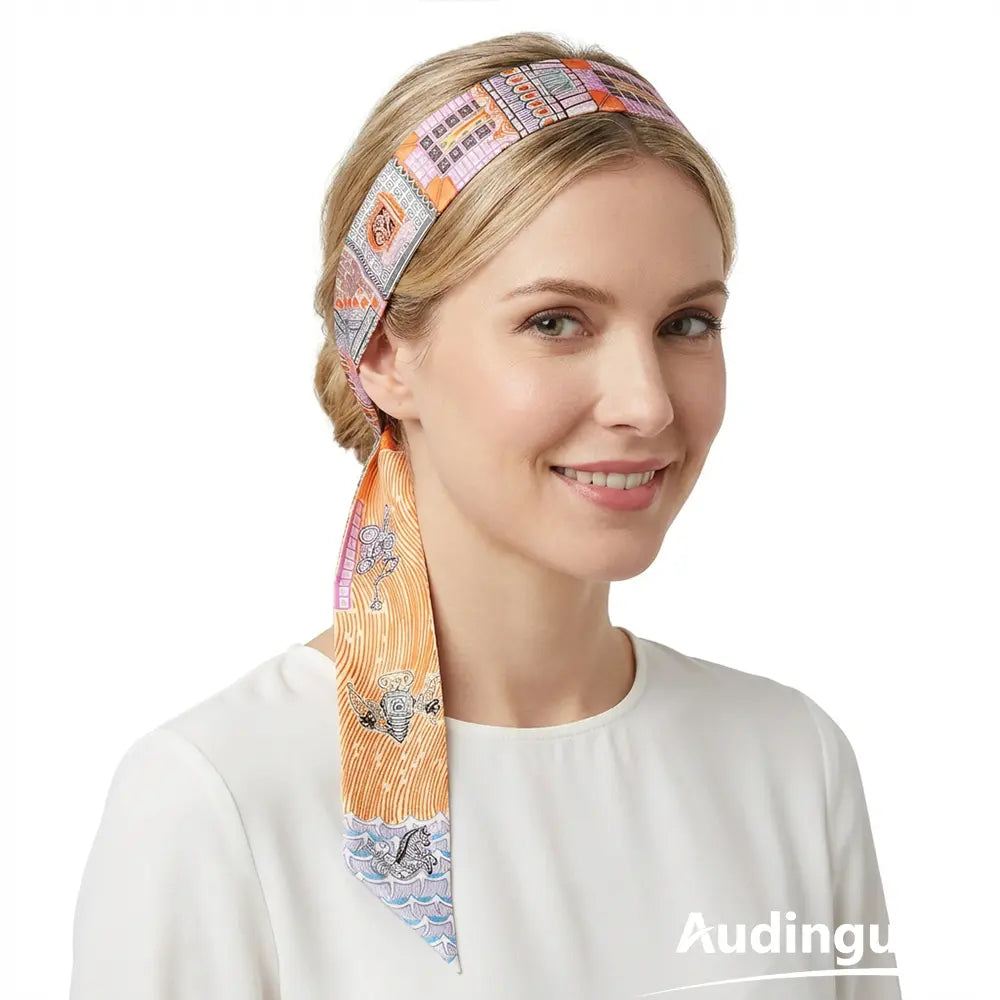 Audingull Women's Hair Accessory 100% Silk Skinny Scarf