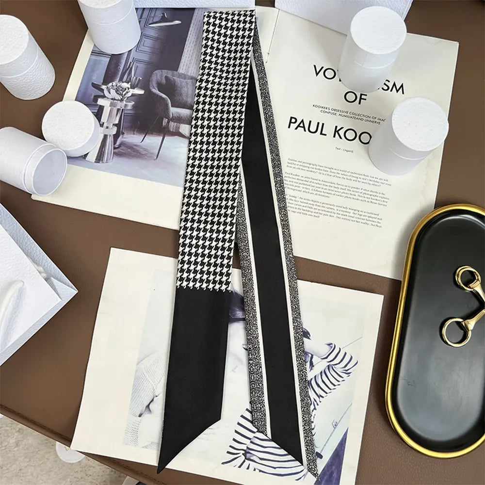 Audingull 100% Silk Skinny Long Scarf