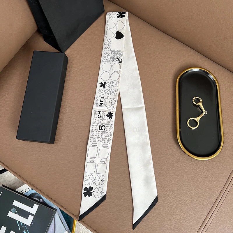 Audingull Women's 100% Silk Skinny Scarf Hair Neck Accessory