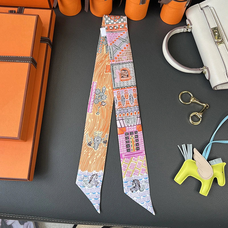 Audingull 100% Silk Skinny Scarf