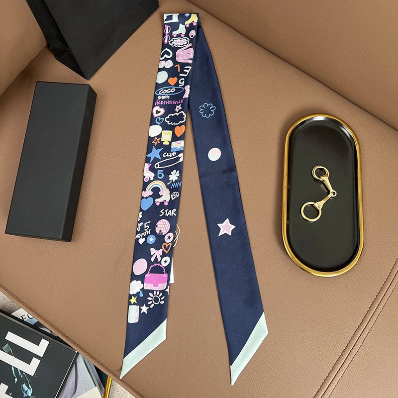 Audingull 100% Mulberry Silk Skinny Scarf