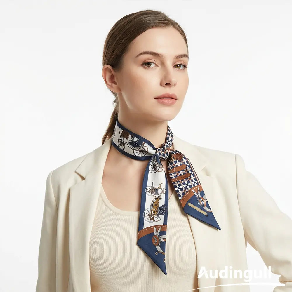 Audingull Everyday Style 100% Silk Skinny Scarf for Women