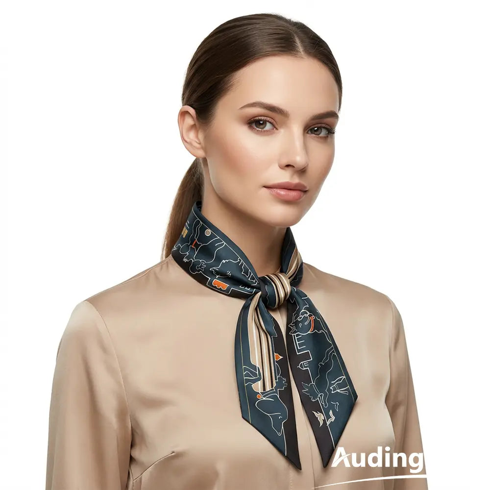 Audingull 100% Silk Skinny Scarf