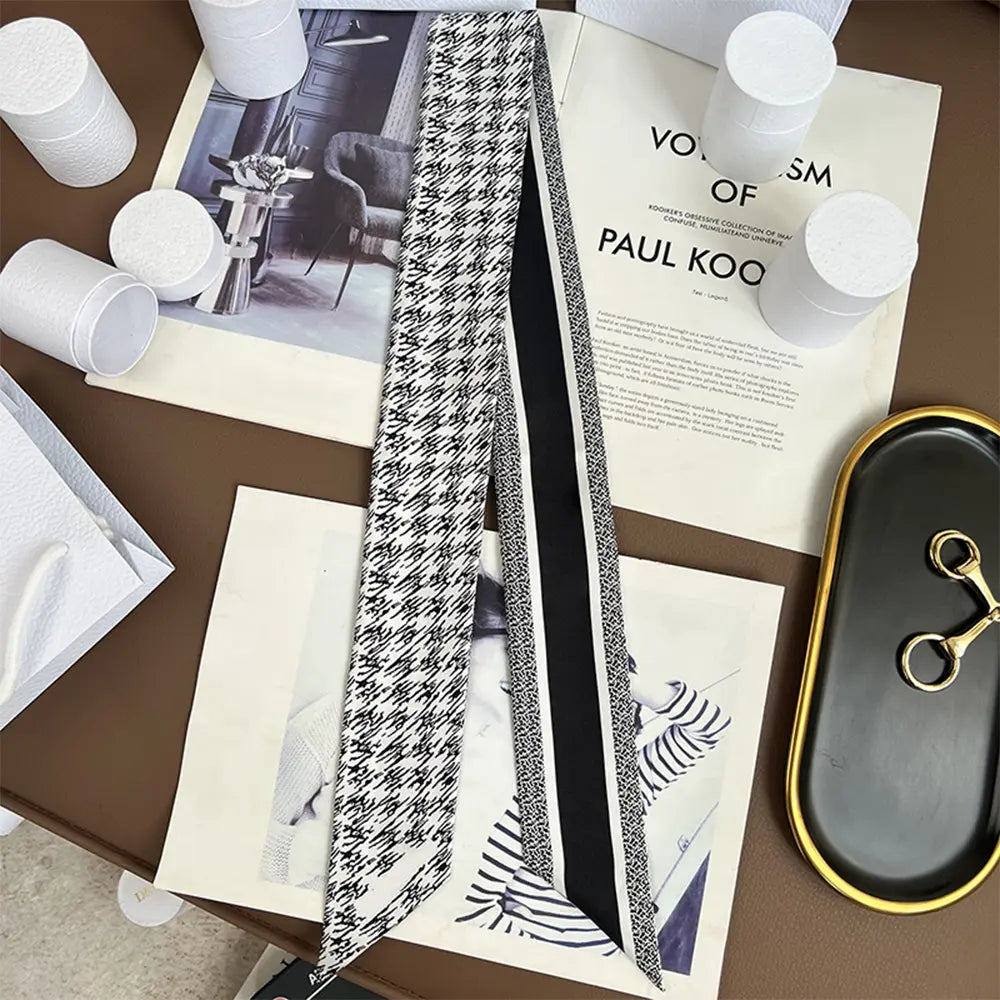 Audingull 100% Silk Skinny Long Scarf