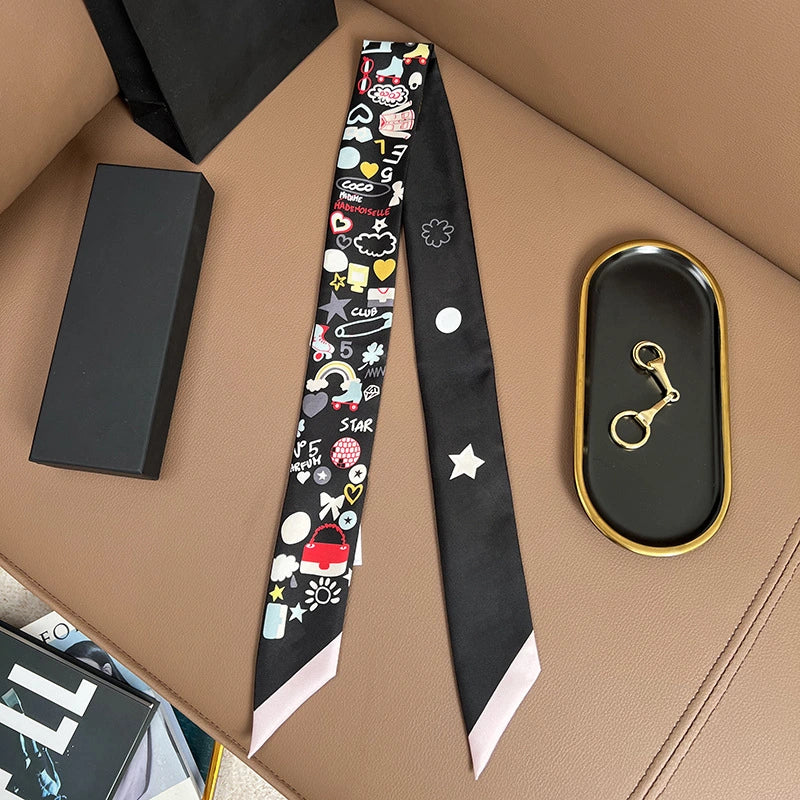 Audingull 100% Mulberry Silk Skinny Scarf