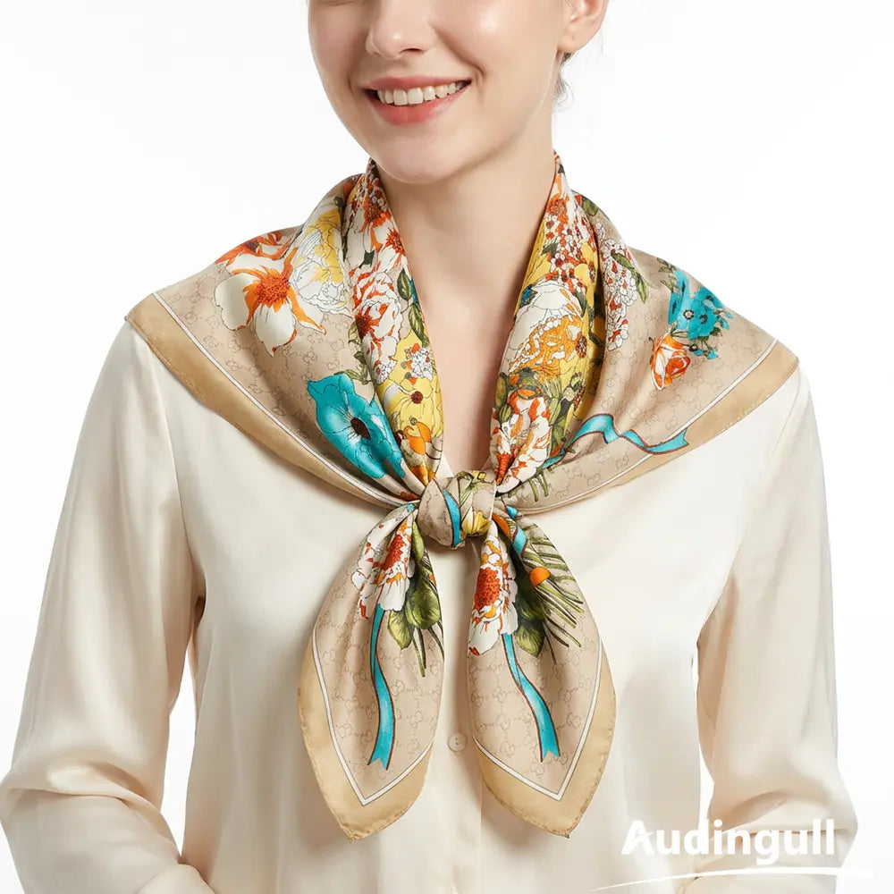 Audingull 100% Mulberry Silk Square Scarf