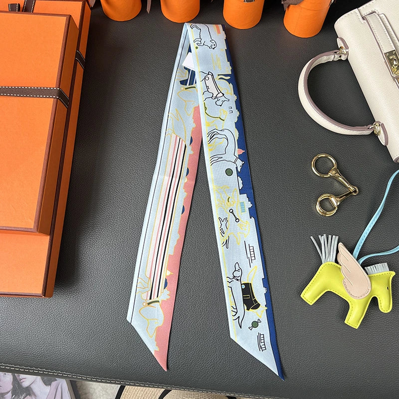 Audingull 100% Silk Skinny Scarf