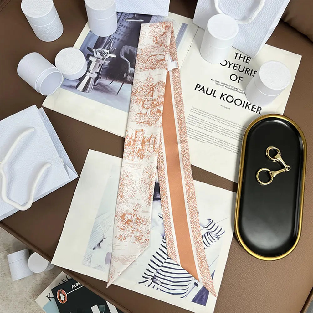 Audingull 100% Silk Skinny Long Scarf